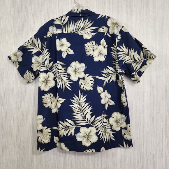 RJC Vintage Hawaiian print short sleeve button up shirt hibiscus & palm men's L - Picture 8 of 8